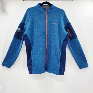 Spyder Blue Orange Accents Empire Fleece Full Zip Sweater Jacket Men's Size XL